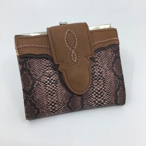Way West Western Snakeskin Wallet Brown Faux Vegan Leather Cowgirl Festival